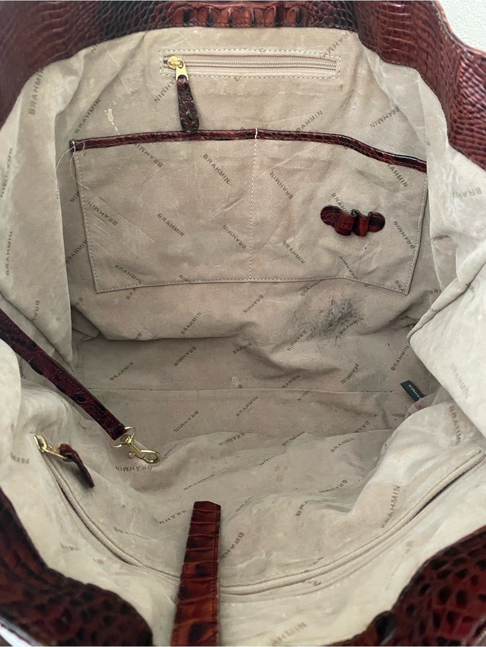 Brahmin Large Pecan Croc-Embossed Leather Tote - Picture 5 of 5